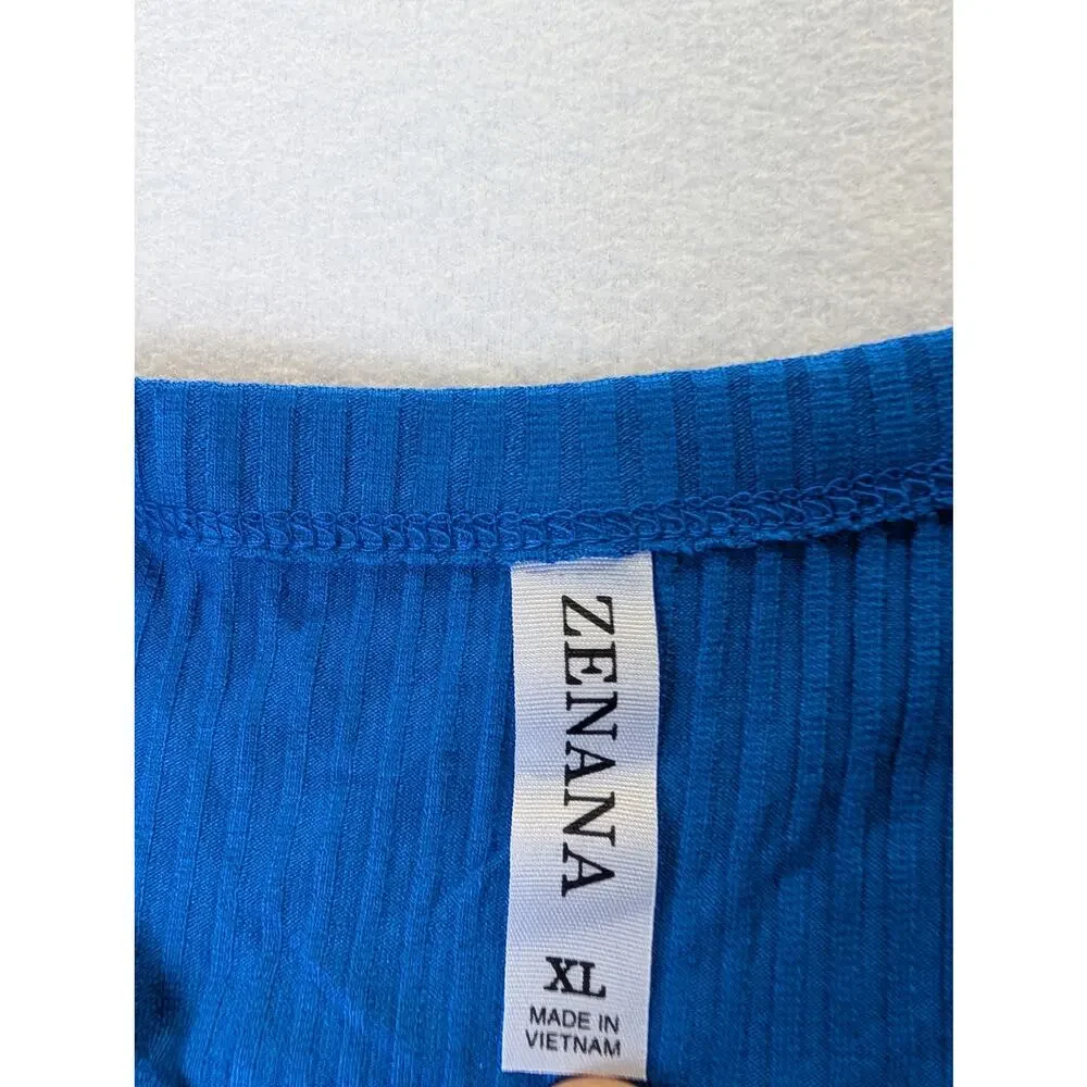 Zenana Ribbed High-Neck Tank Top Cobalt Blue Size XL